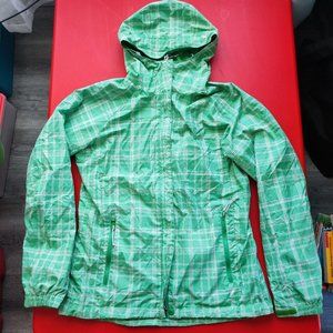 Columbia Omni-shield windbreaker light coat jacket green plaid women's size M